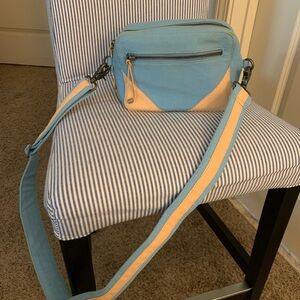 Free people mini bag in light blue and beige